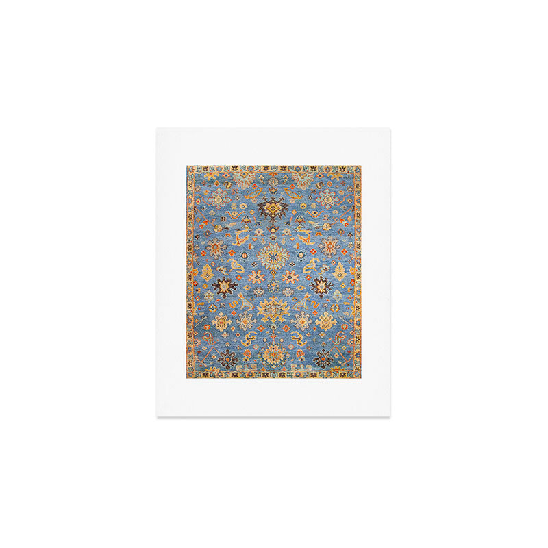 Cornflower Blue Saffron Antique Indian Agra Art Print Gallery Image 1