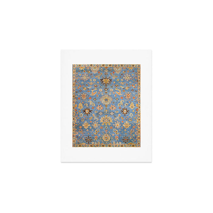 Cornflower Blue Saffron Antique Indian Agra Art Print Gallery Image 1