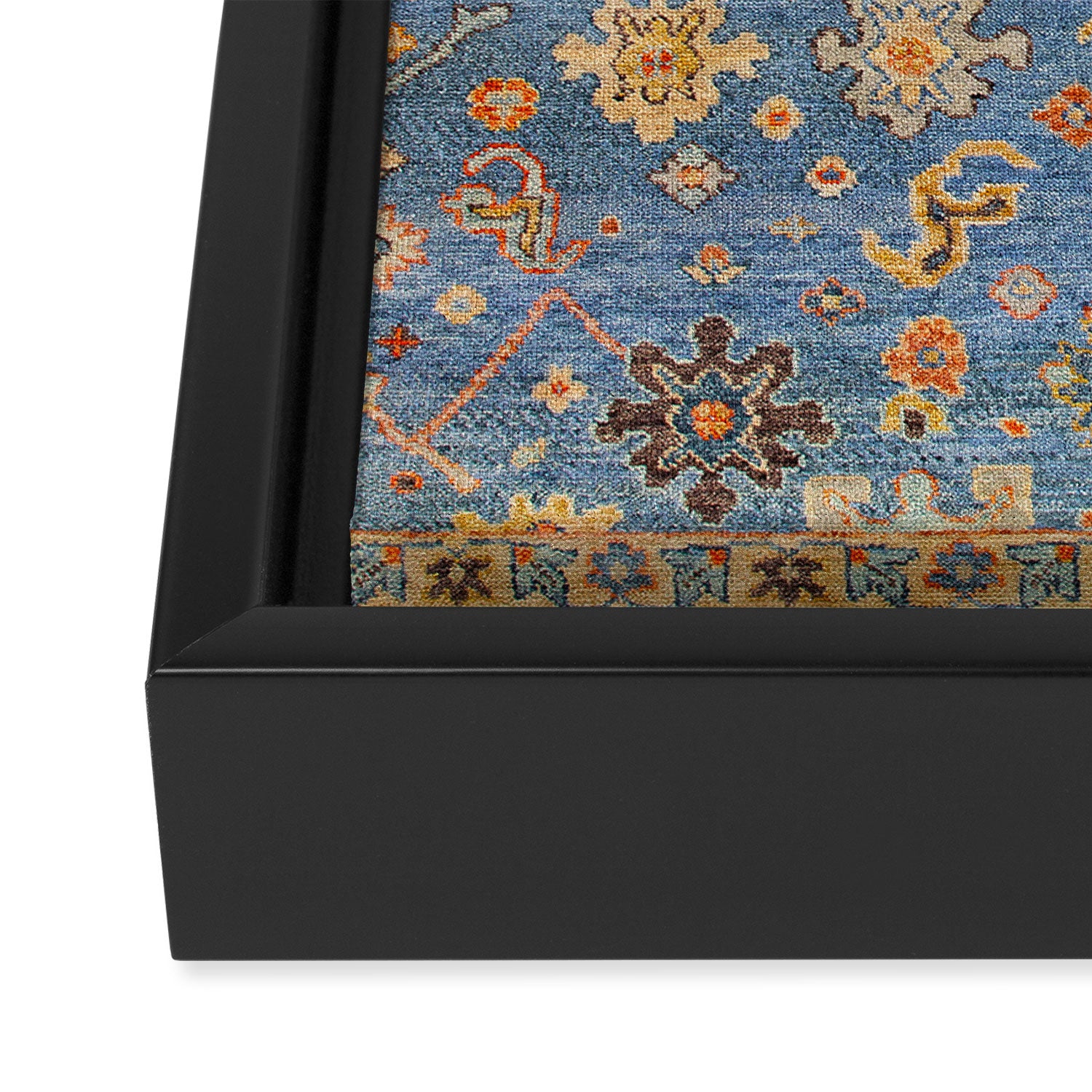 Cornflower Blue Saffron Antique Indian Agra Framed Canvas Print Gallery Image 3