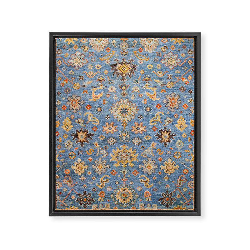 Cornflower Blue Saffron Antique Indian Agra Framed Canvas Print Gallery Image 6