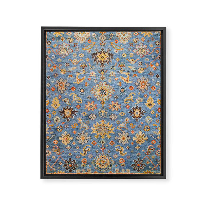 Cornflower Blue Saffron Antique Indian Agra Framed Canvas Print Gallery Image 1