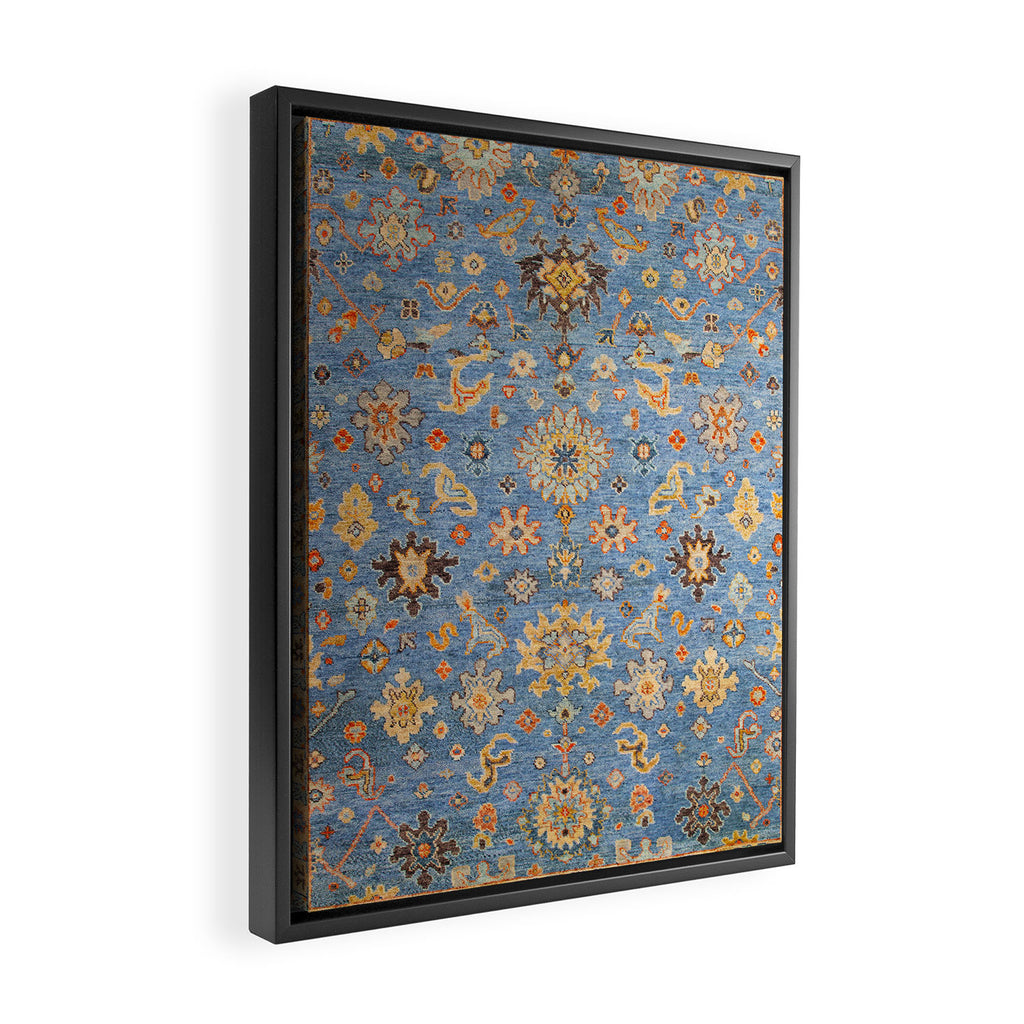 Cornflower Blue Saffron Antique Indian Agra Framed Canvas Print Gallery Image 2