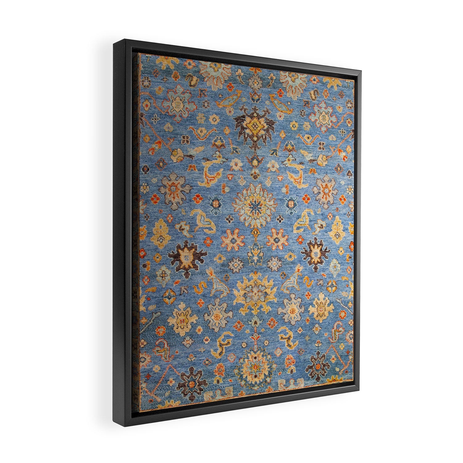 Cornflower Blue Saffron Antique Indian Agra Framed Canvas Print Gallery Image 2