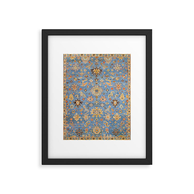 Cornflower Blue Saffron Antique Indian Agra Framed Art Print Gallery Image 4