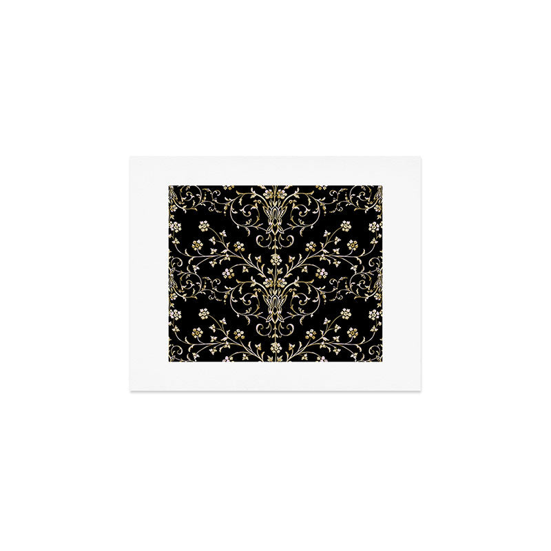 Elegant Antique Baroque Black & Gold Scroll Pattern Art Print Gallery Image 1