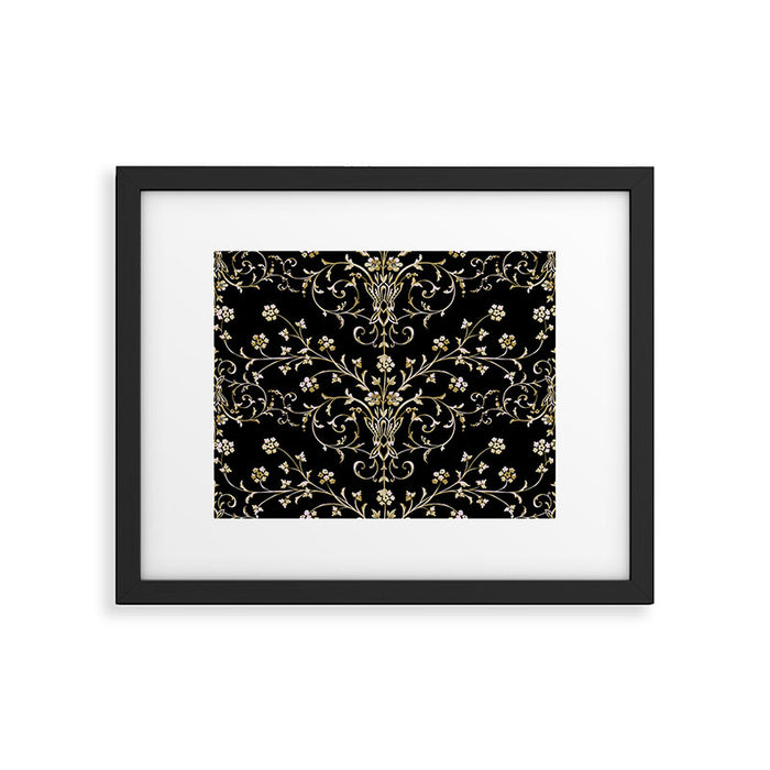Elegant Antique Baroque Black & Gold Scroll Pattern Framed Art Print Gallery Image 1