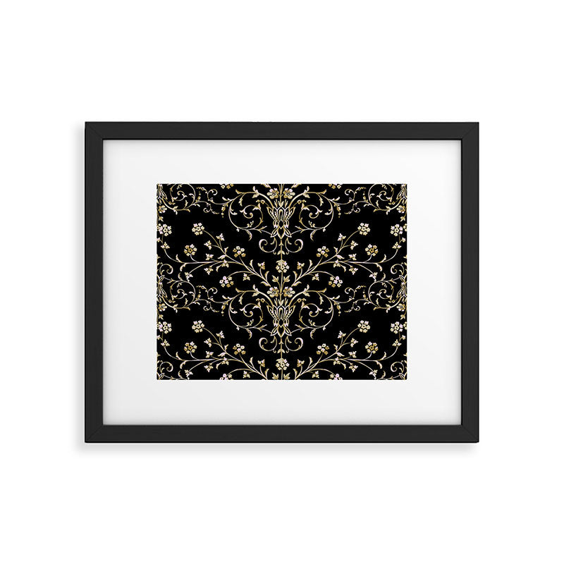 Elegant Antique Baroque Black & Gold Scroll Pattern Framed Art Print Gallery Image 4