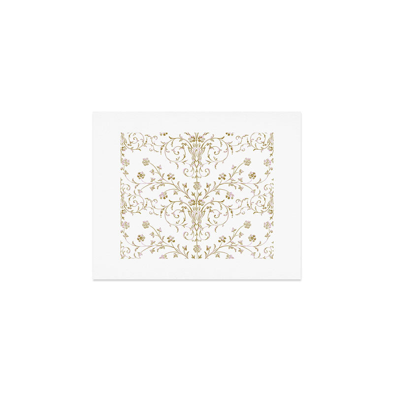 Elegant Antique Baroque White & Gold Scroll Pattern Art Print Gallery Image 1