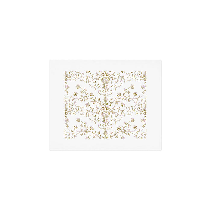 Elegant Antique Baroque White & Gold Scroll Pattern Art Print Gallery Image 1