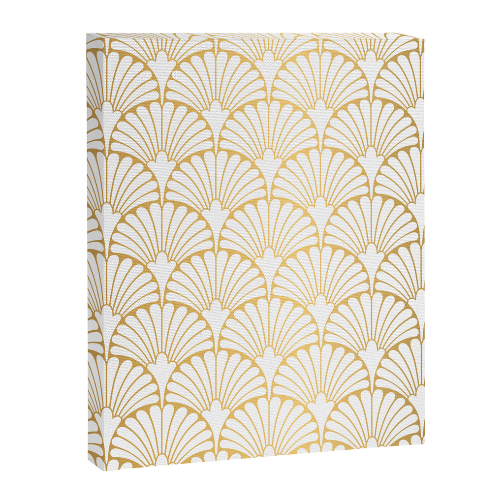 Elegant Art Deco Gold & White Fan Pattern Canvas Print Gallery Image 8