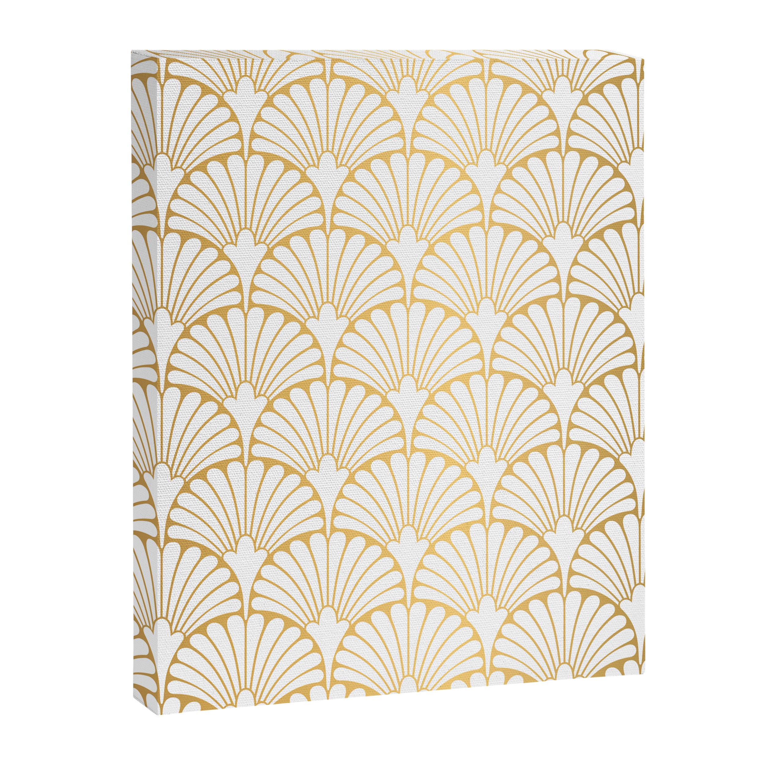 Elegant Art Deco Gold & White Fan Pattern Canvas Print Gallery Image 8
