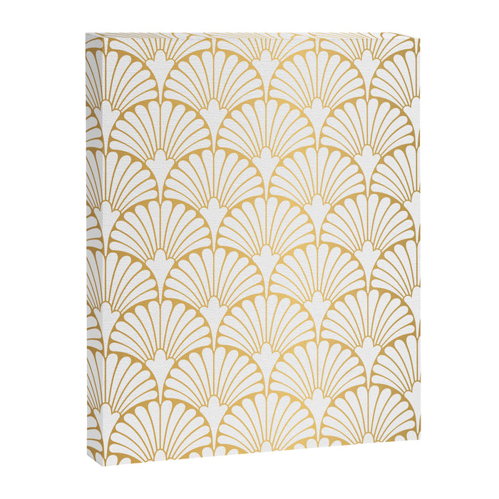 Elegant Art Deco Gold & White Fan Pattern Canvas Print Gallery Image 1