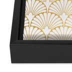 Elegant Art Deco Gold & White Fan Pattern Framed Canvas Print Gallery Image 3