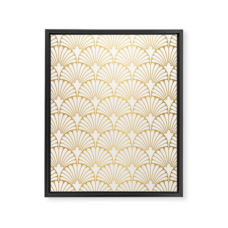 Elegant Art Deco Gold & White Fan Pattern Framed Canvas Print Gallery Image 8