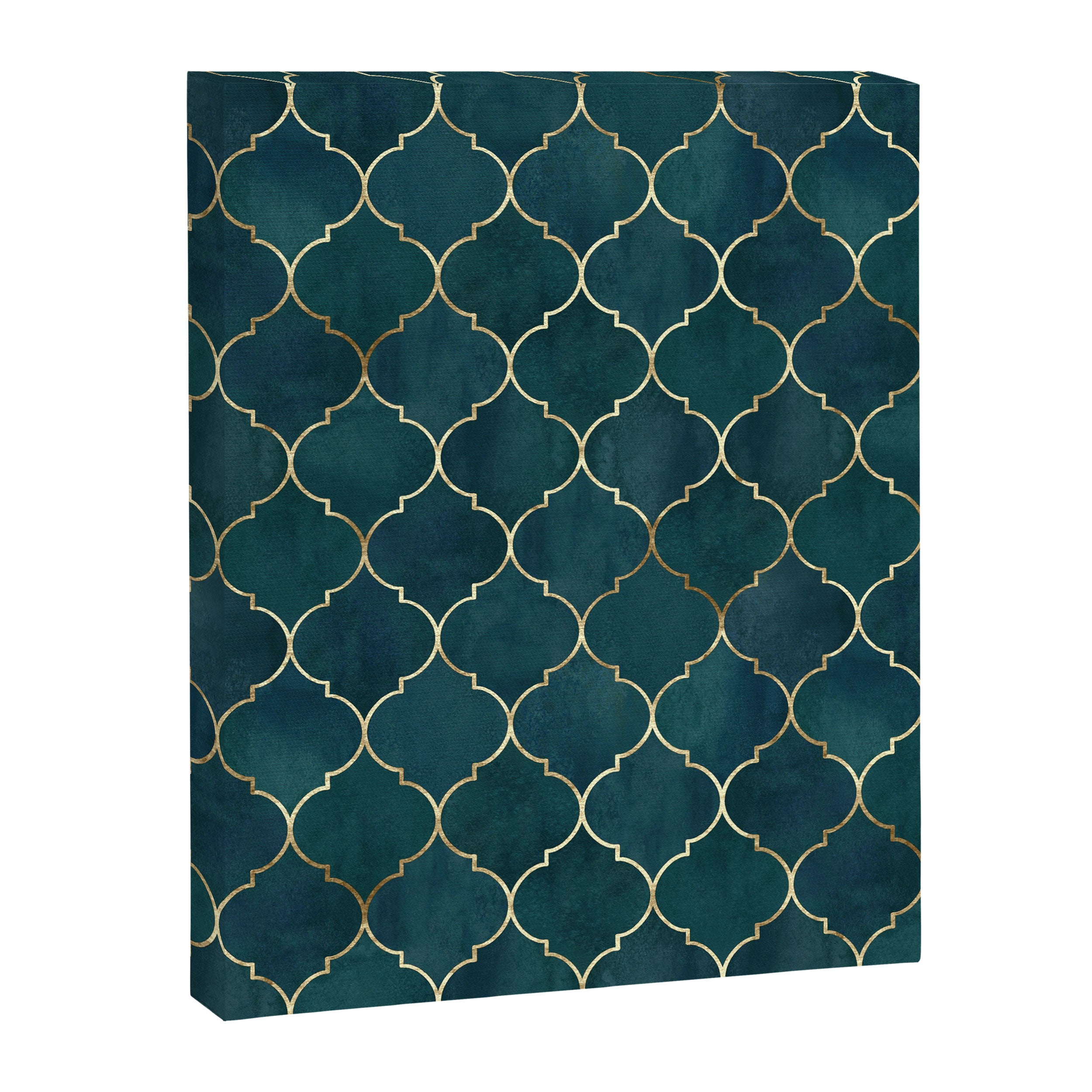 Emerald Golden Moroccan Quatrefoil Pattern Canvas Print Gallery Image 8