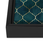 Emerald Golden Moroccan Quatrefoil Pattern Framed Canvas Print Gallery Image 3