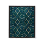 Emerald Golden Moroccan Quatrefoil Pattern Framed Canvas Print Gallery Image 8