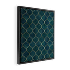 Emerald Golden Moroccan Quatrefoil Pattern Framed Canvas Print Gallery Image 2