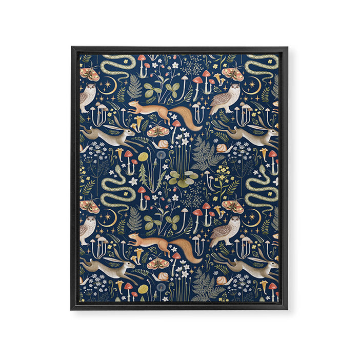 Enchanted Magical Midnight Forest Animals Framed Canvas Print Gallery Image 1