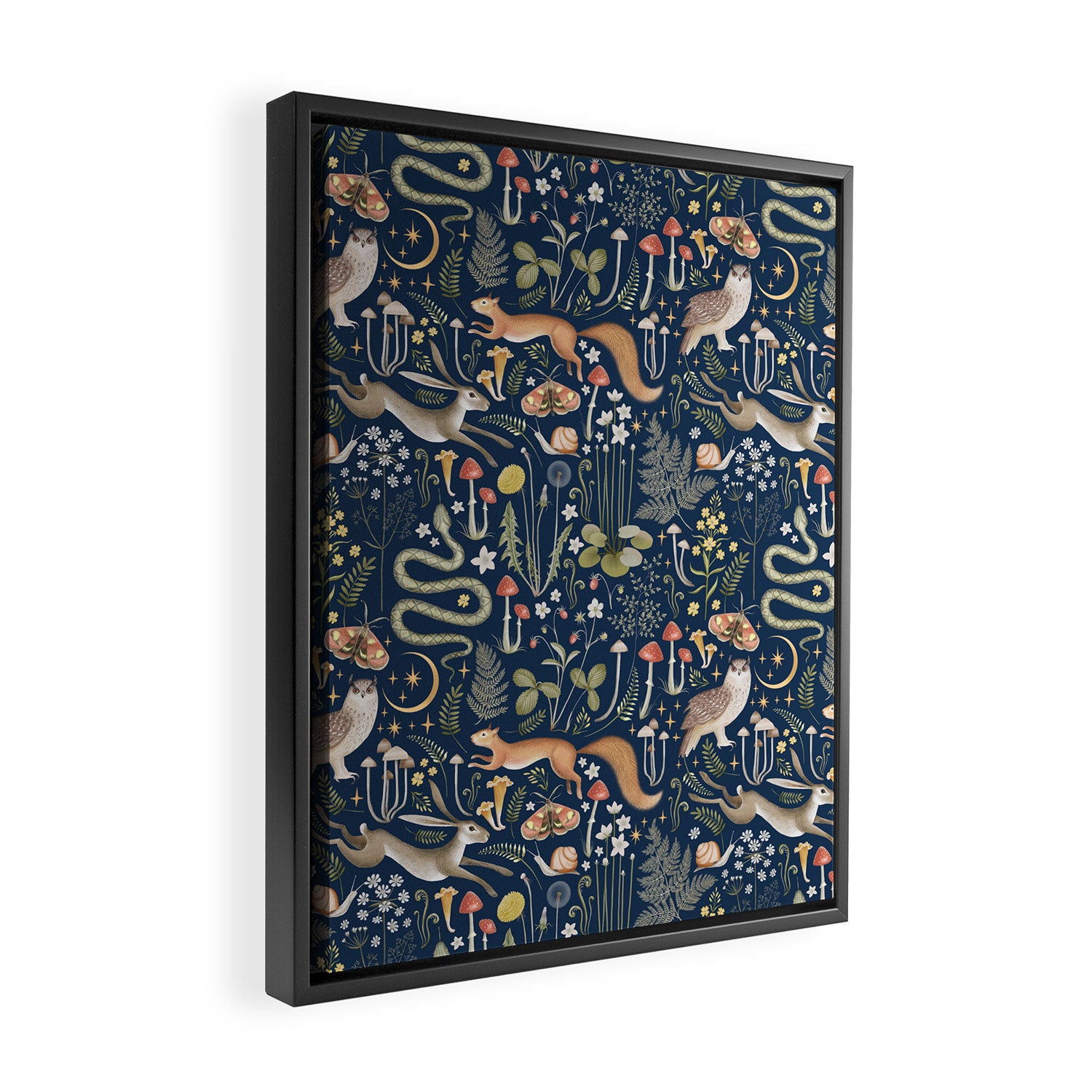 Enchanted Magical Midnight Forest Animals Framed Canvas Print Gallery Image 2
