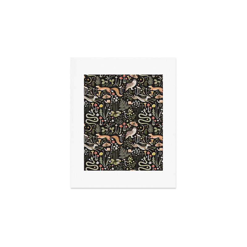 Enchanted Magical Midnight Forest Animals II Art Print Gallery Image 1