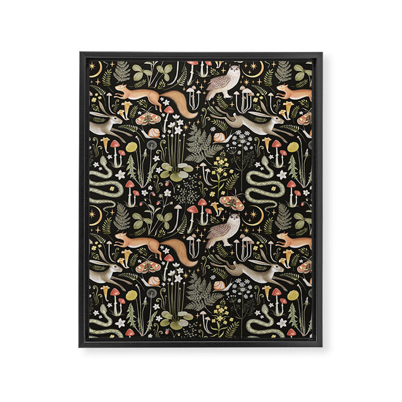 Enchanted Magical Midnight Forest Animals II Framed Canvas Print Gallery Image 8