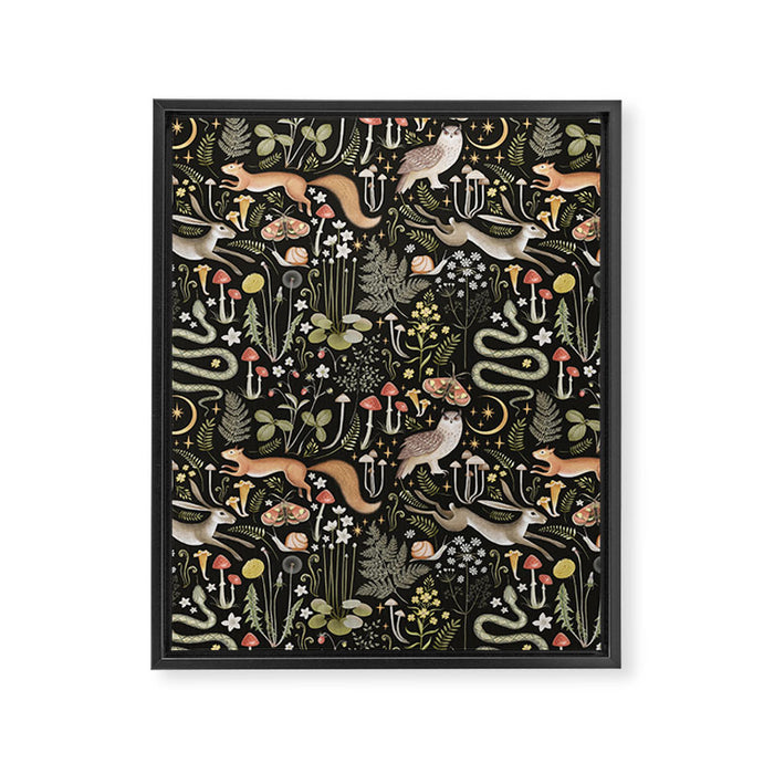 Enchanted Magical Midnight Forest Animals II Framed Canvas Print Gallery Image 1