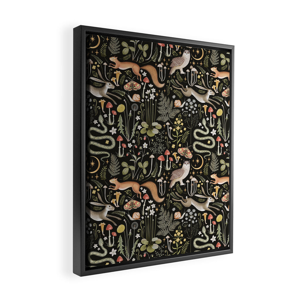 Enchanted Magical Midnight Forest Animals II Framed Canvas Print Gallery Image 2