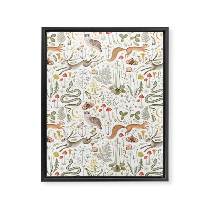 Enchanted Magical Midnight Forest Animals V Framed Canvas Print Gallery Image 1