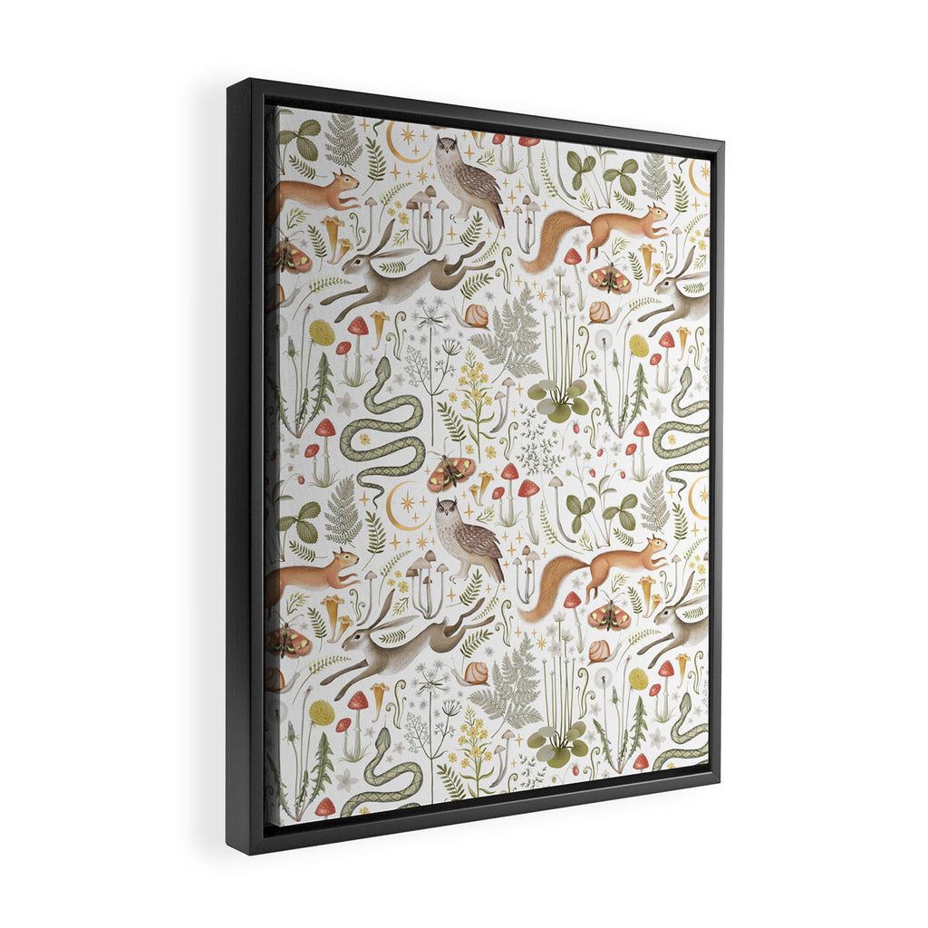 Enchanted Magical Midnight Forest Animals V Framed Canvas Print Gallery Image 2