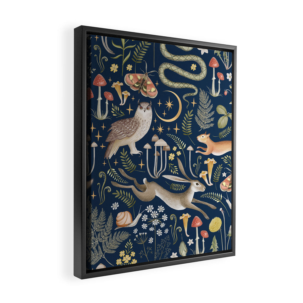 Enchanted Magical Midnight Forest Framed Canvas Print Gallery Image 2