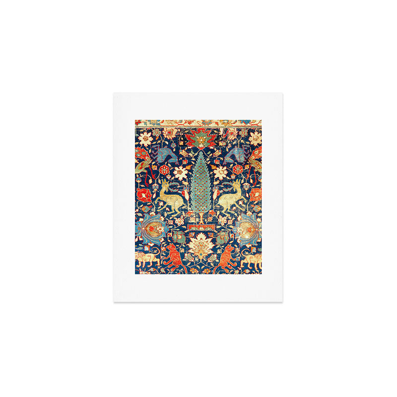 Enchanted Mythical Beasts 17th Century Persian Rug Print Art Print Gallery Image 1