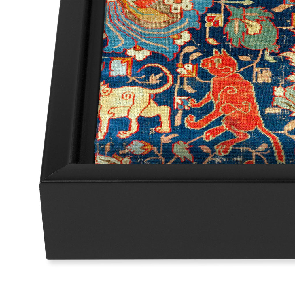 Enchanted Mythical Beasts 17th Century Persian Rug Print Framed Canvas Print Gallery Image 3