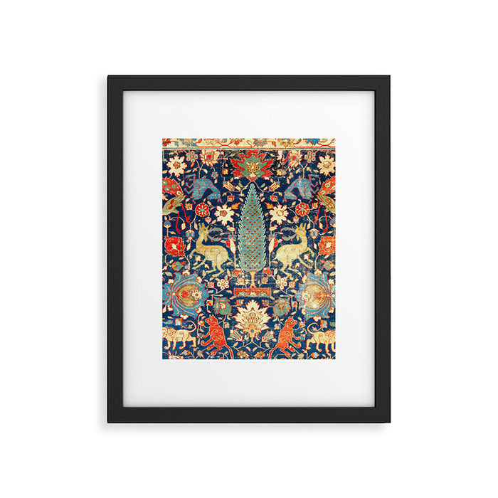 Enchanted Mythical Beasts 17th Century Persian Rug Print Framed Art Print Gallery Image 1