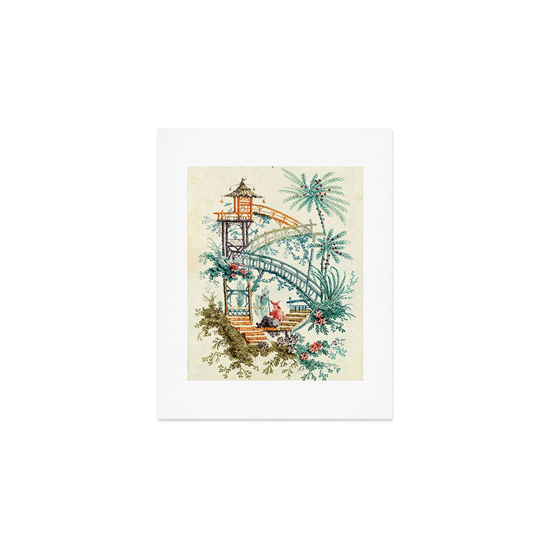 Enchanted Waterfall Garden 19th Century Chinoiserie Art Print Gallery Image 1