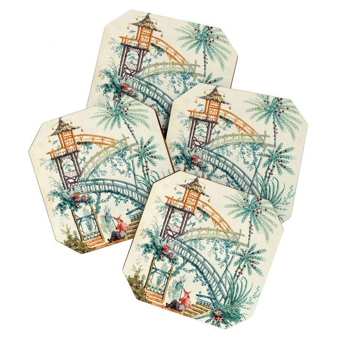 Enchanted Waterfall Garden 19th Century Chinoiserie Coaster Gallery Image 1