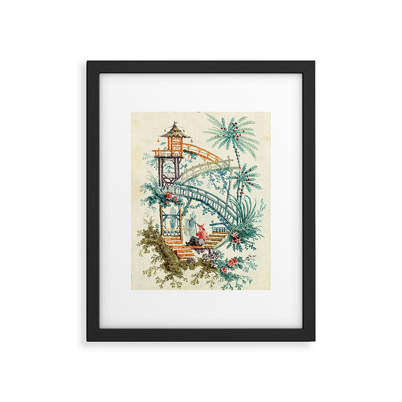Enchanted Waterfall Garden 19th Century Chinoiserie Framed Art Print Gallery Image 5