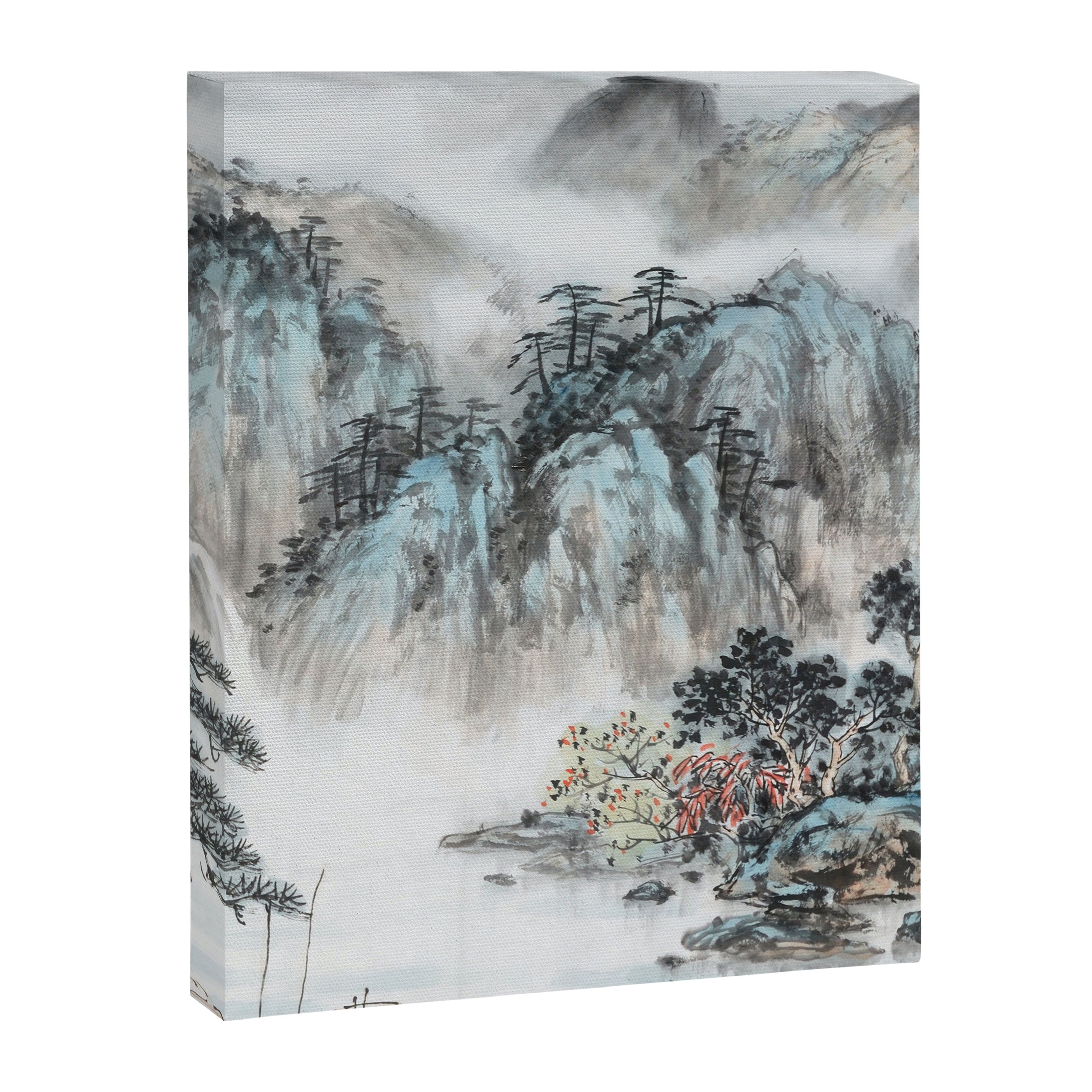 Enchanting Japanese Watercolor Ink Landscape Painting Canvas Print Gallery Image 6