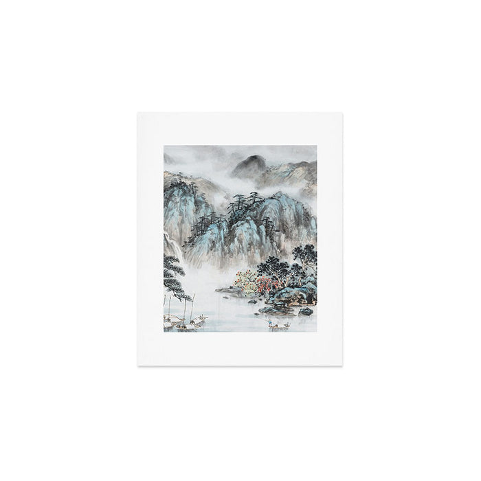 Enchanting Japanese Watercolor Ink Landscape Painting Art Print Gallery Image 1
