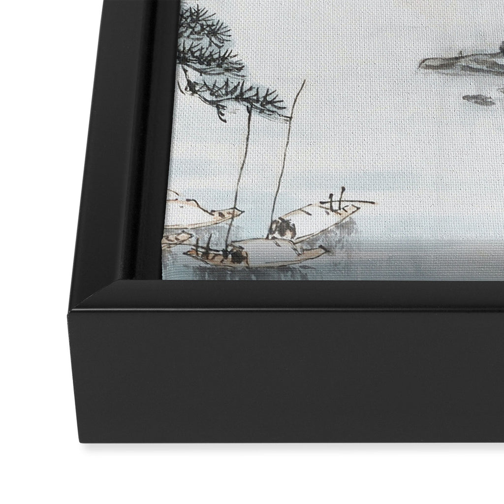 Enchanting Japanese Watercolor Ink Landscape Painting Framed Canvas Print Gallery Image 3