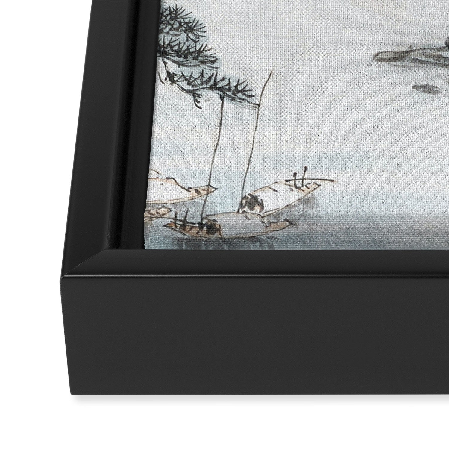 Enchanting Japanese Watercolor Ink Landscape Painting Framed Canvas Print Gallery Image 3