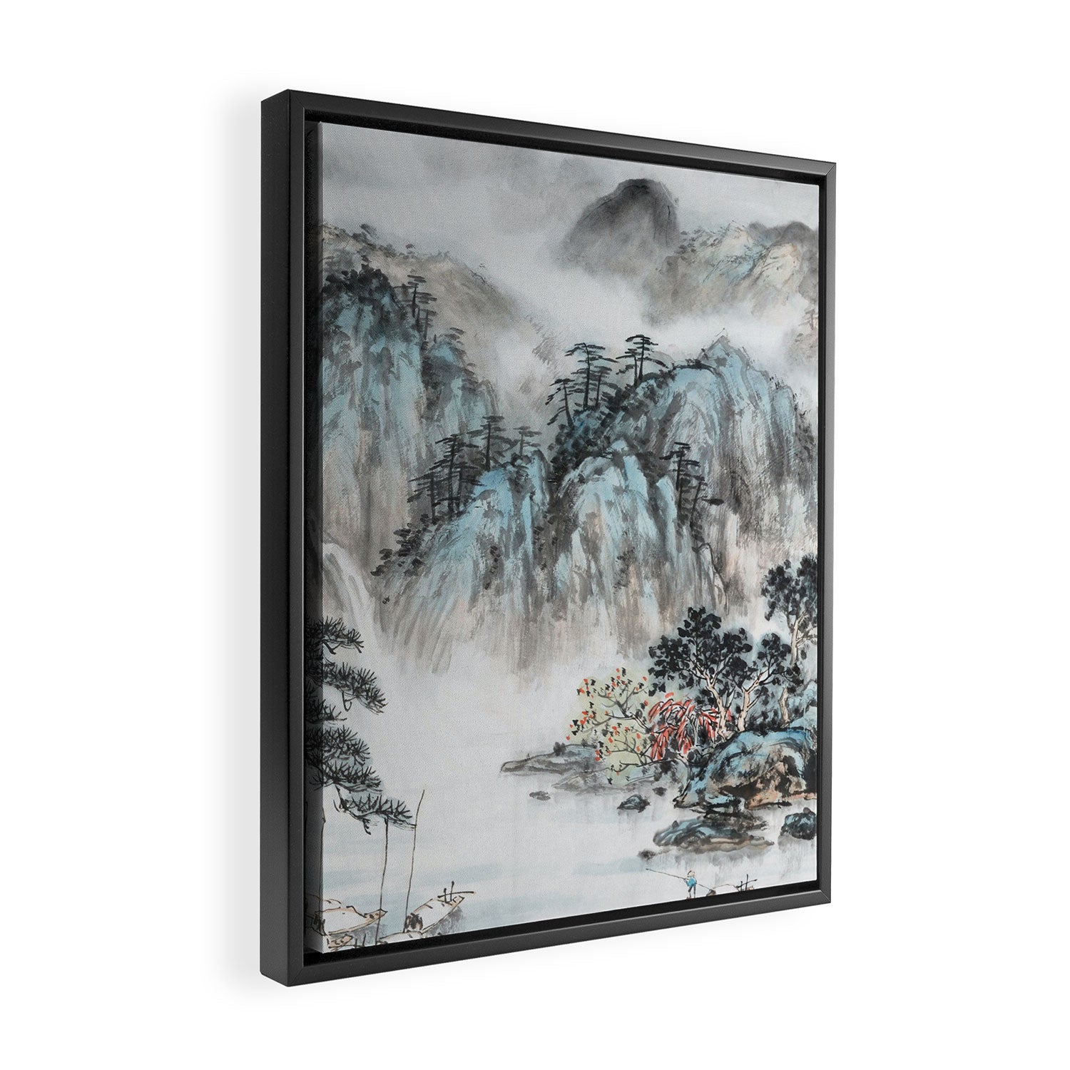 Enchanting Japanese Watercolor Ink Landscape Painting Framed Canvas Print Gallery Image 2