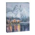 Enchanting Snowy Log Cabin Alpine Lake Canvas Print Gallery Image 6
