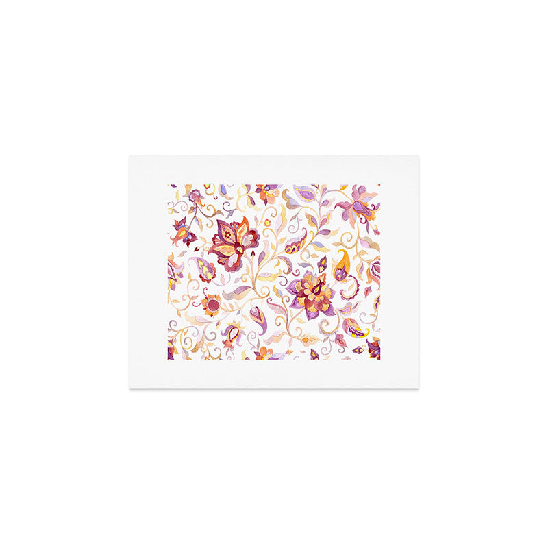 Exotic Oriental Chintz Peach Pink Floral Pattern Art Print Gallery Image 1