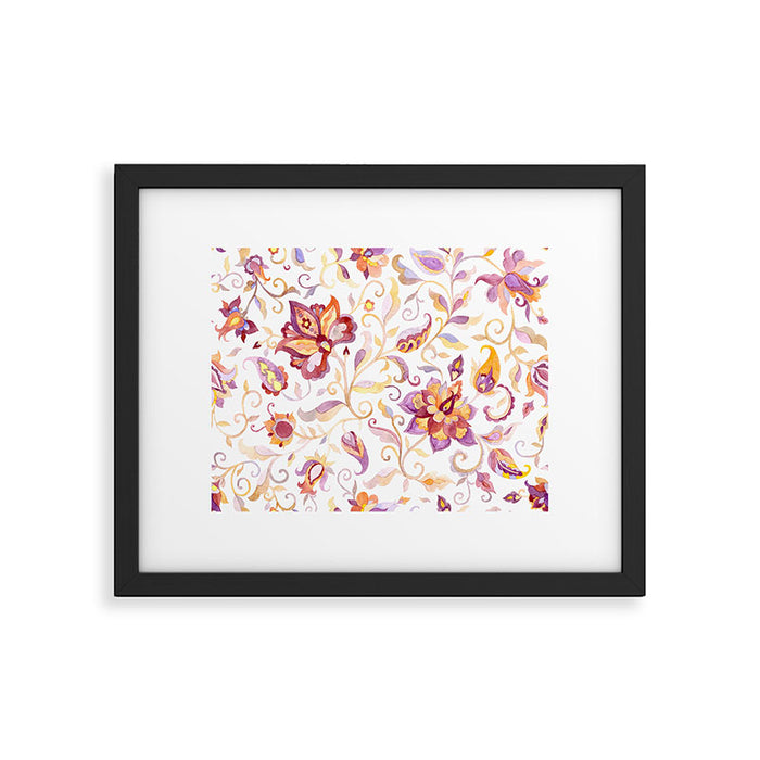 Exotic Oriental Chintz Peach Pink Floral Pattern Framed Art Print Gallery Image 1