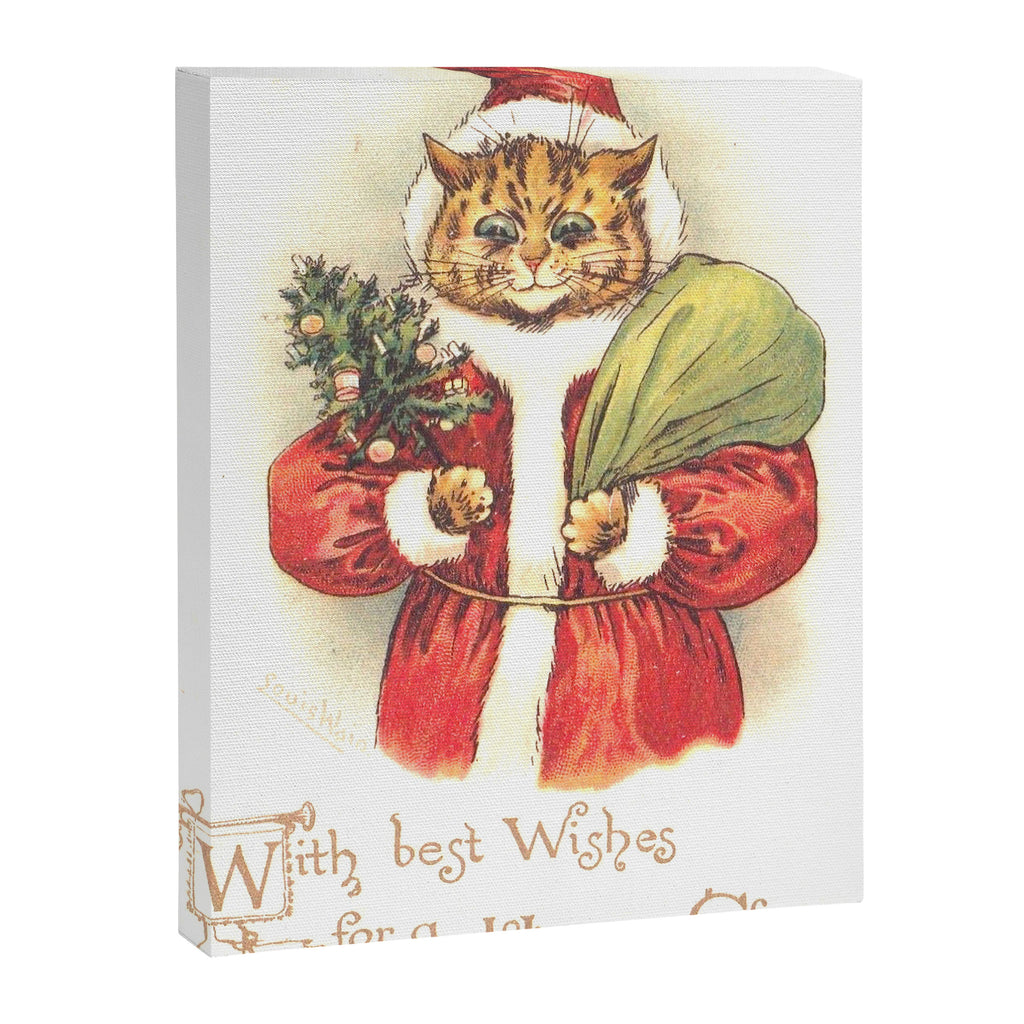 'Father Christmas Cat' by Louis Wain Canvas Print Gallery Image 6