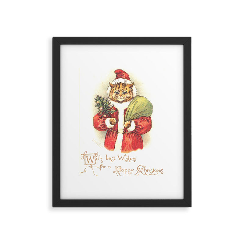 'Father Christmas Cat' by Louis Wain Framed Art Print Gallery Image 5
