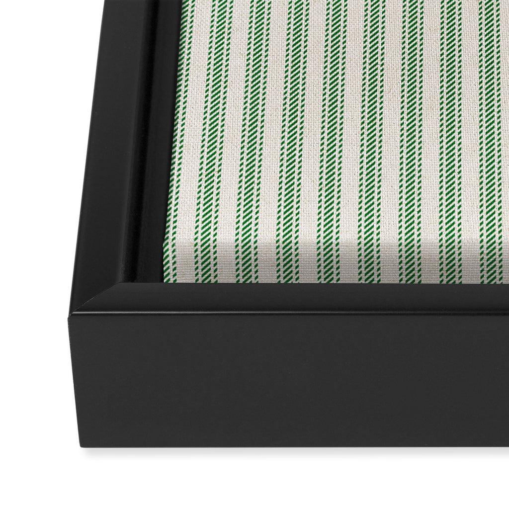 French Green Ticker Stripe Framed Canvas Print Gallery Image 3