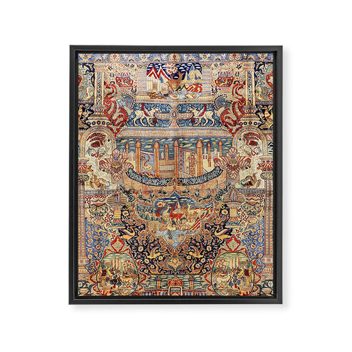 Golden City Antique Persian Kashmar Framed Canvas Print Gallery Image 1
