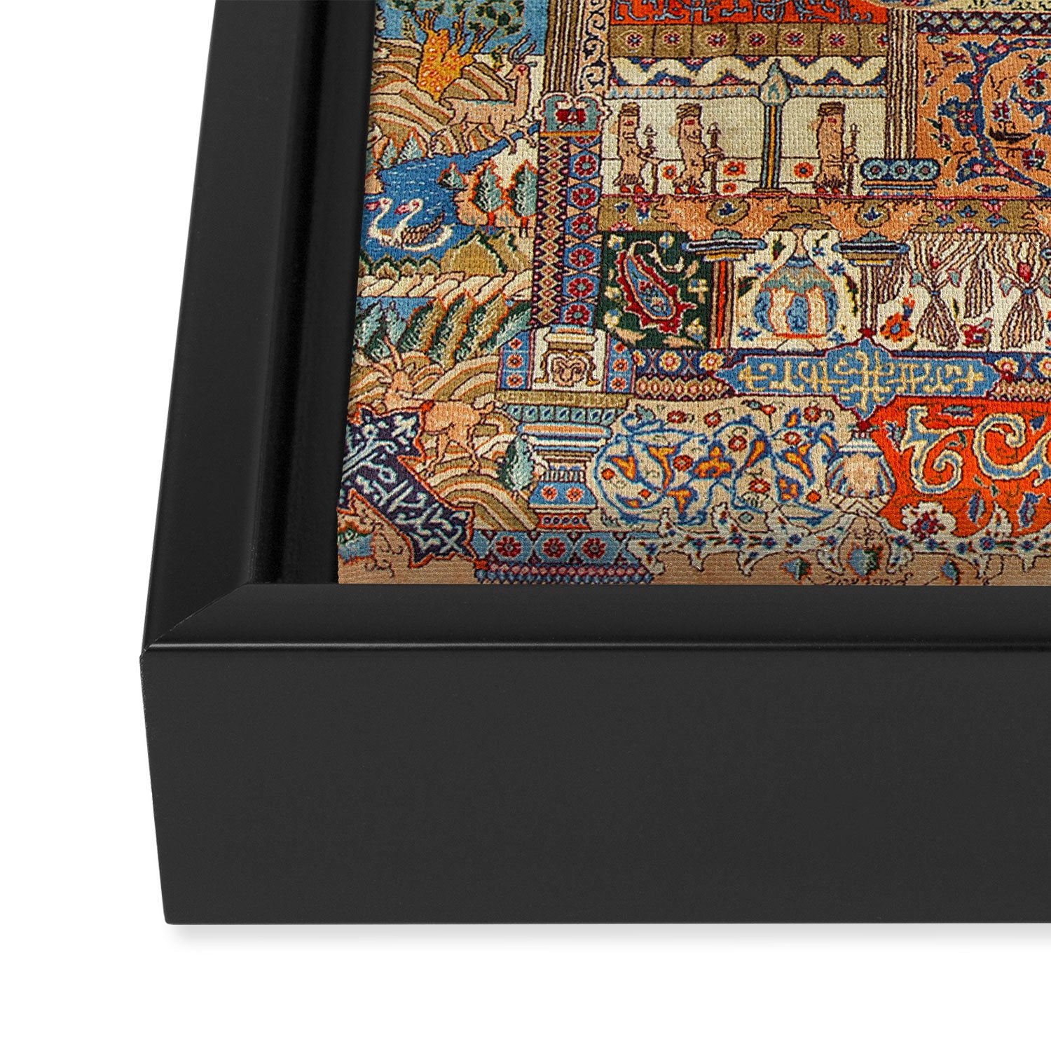 Golden Nature Antique Persian Kashmar Framed Canvas Print Gallery Image 3